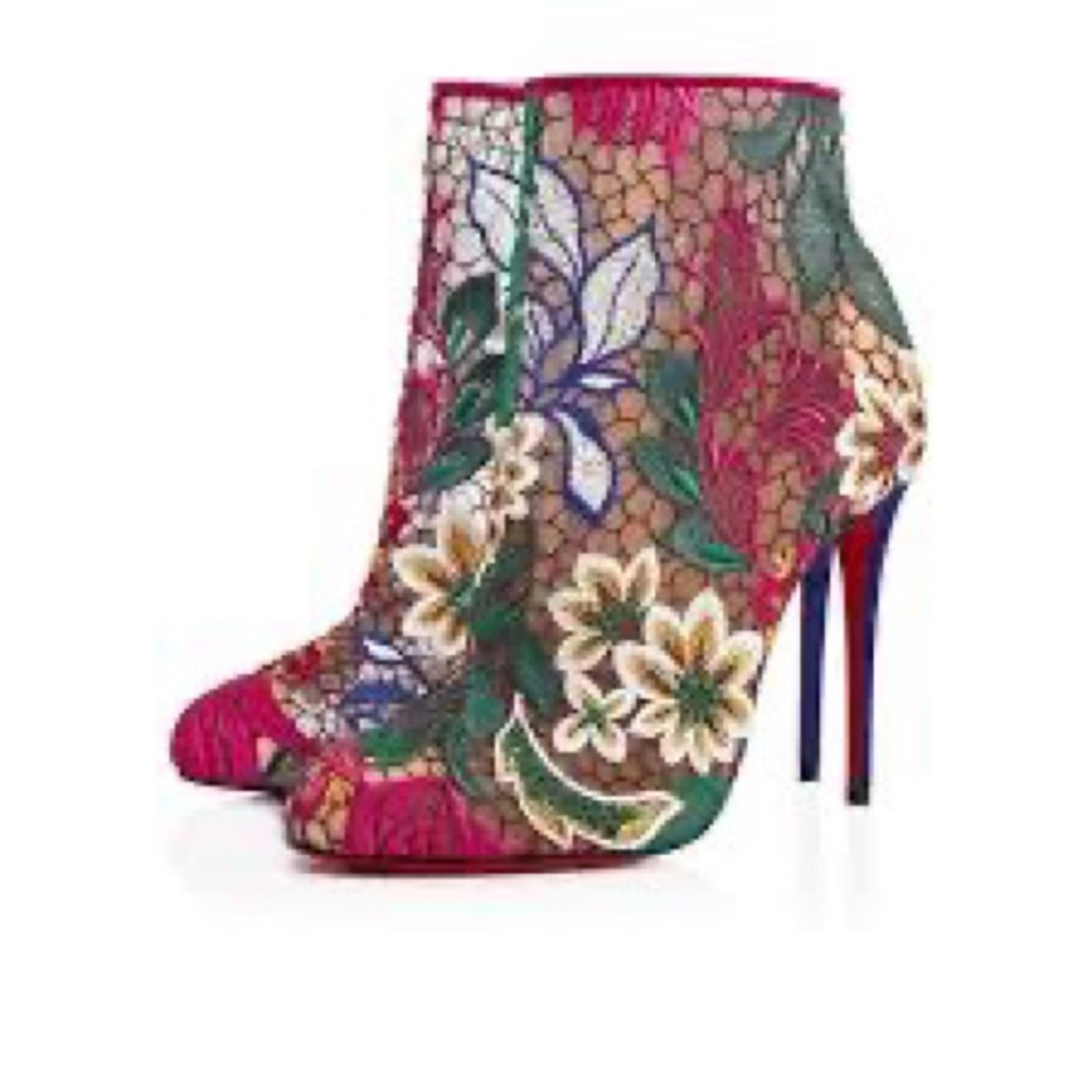 More pics coming soon!! NIB gorgeous floral red bottomed booties 🤩🤩